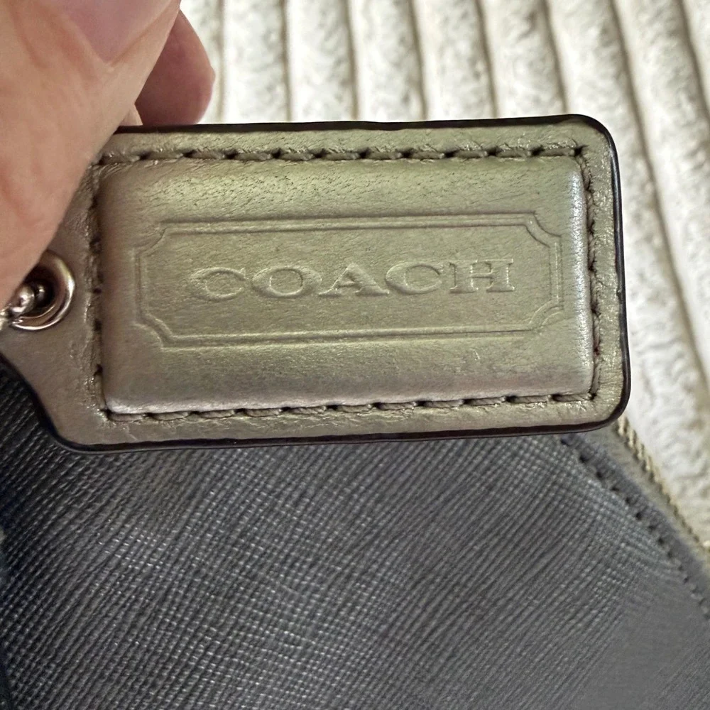Coach Peyton Cora Domed Satchel Silver Metallic Leather Handbag F25671